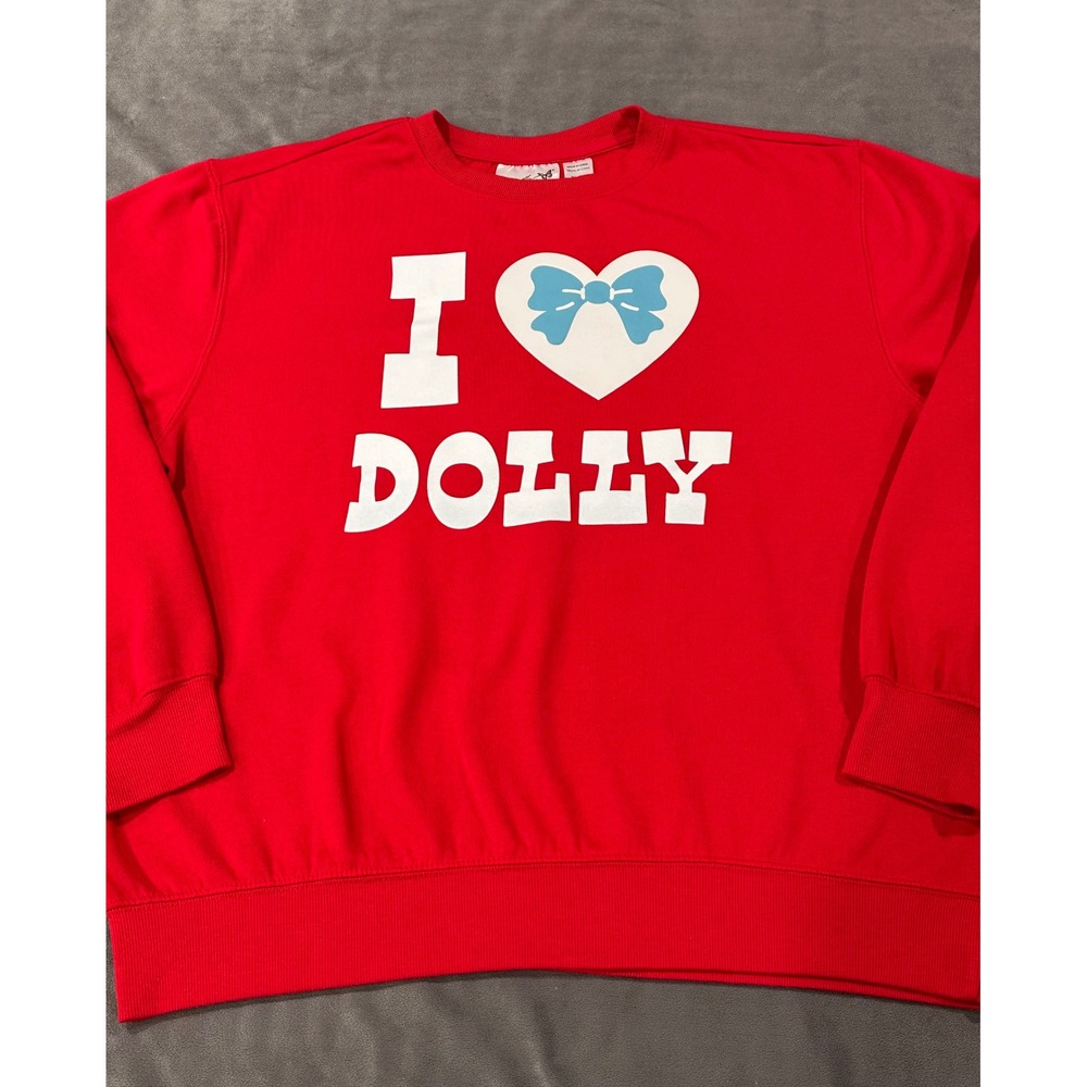 Dolly Parton I Heart Dolly Red Graphic Sweatshirt XL Women Long Sleeve Pullover